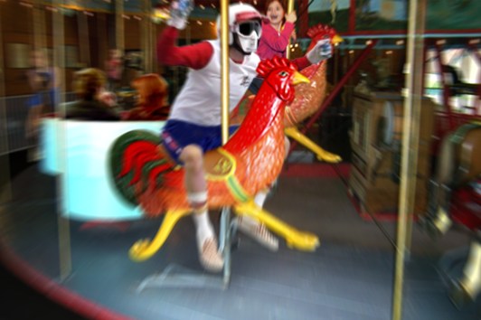Story City Iowa Rooster Carousel Merry Go Round RAGBRAI